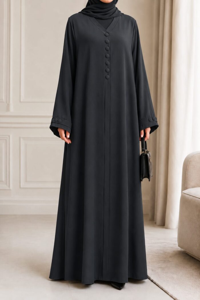 Raees Button Maxi Abaya – Everyday Elegant Office & College Wear - Image 9