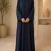 Navy blue stone embellished juba abaya - front view