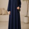 Navy Matwaze teen abaya front view with front-close design