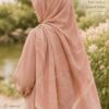 Rose Flower Cotton Stole in Dusty Pink draped as a hijab