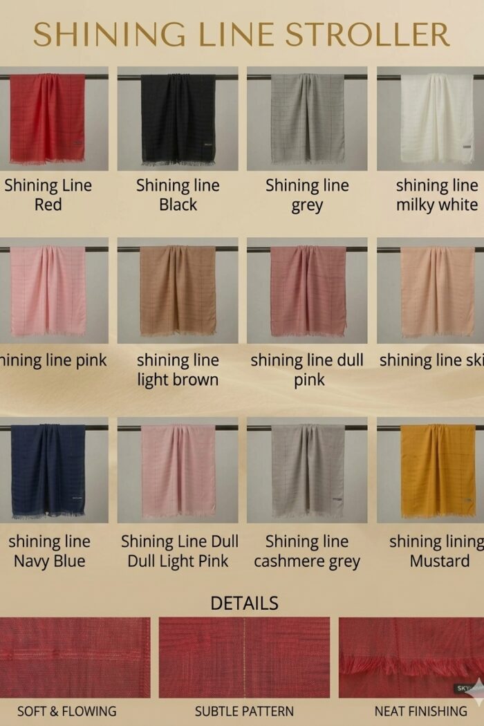 Shining Line Cotton Stoler in Milky White with fabric detail
