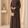 Zoom Plain Abaya in brown, front view showing clean front-open silhouette