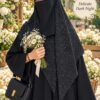 Black dotted Georgette scarf with white dots worn with niqab for university