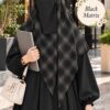 Black matrix Georgette scarf with skin-brown lines worn with niqab for university
