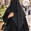 Black polka dot Georgette scarf with white dots worn with niqab for university