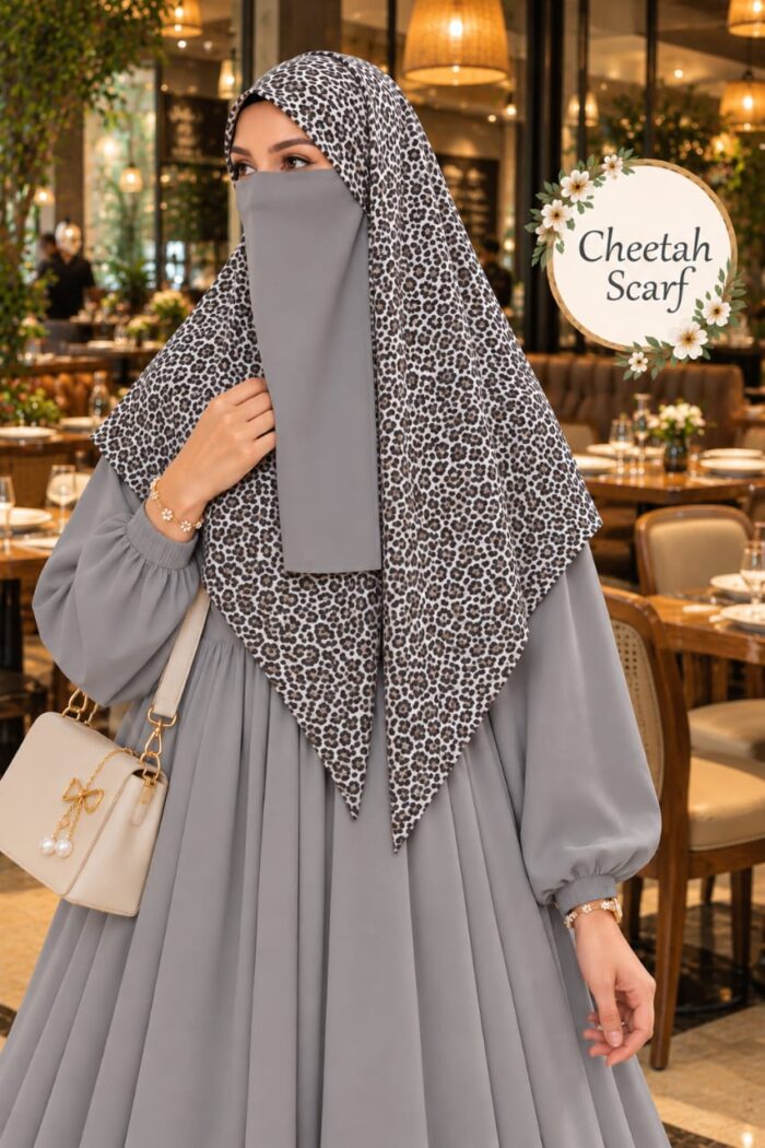 Cheetah print Georgette scarf with exclusive cheetah skin design worn for university