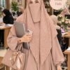 Golden textured Georgette scarf with fine texture worn with niqab for office