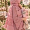 Greek Border Stoler in Dark Pink draped as a hijab