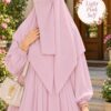 Light pink Georgette scarf in plain self color worn with niqab for university
