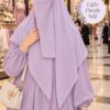 Light purple Georgette scarf in plain self color worn with niqab for university