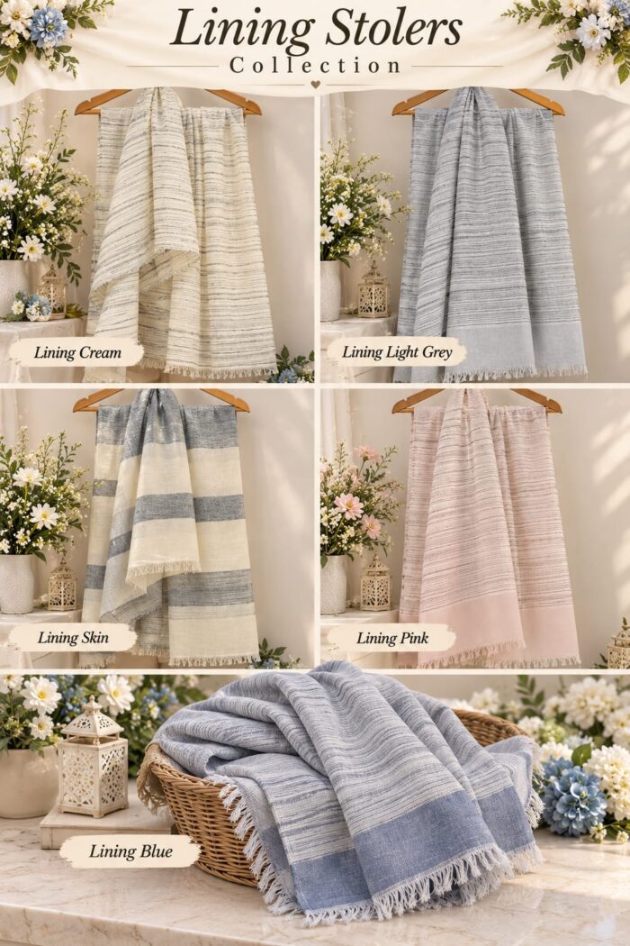 Lining Stoler in Lining Blue with fabric detail