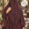 Red matrix Georgette scarf with reddish maroon boxes worn with niqab for university