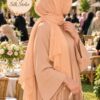 Rough Silk Stoler in Dark Pink draped as a hijab
