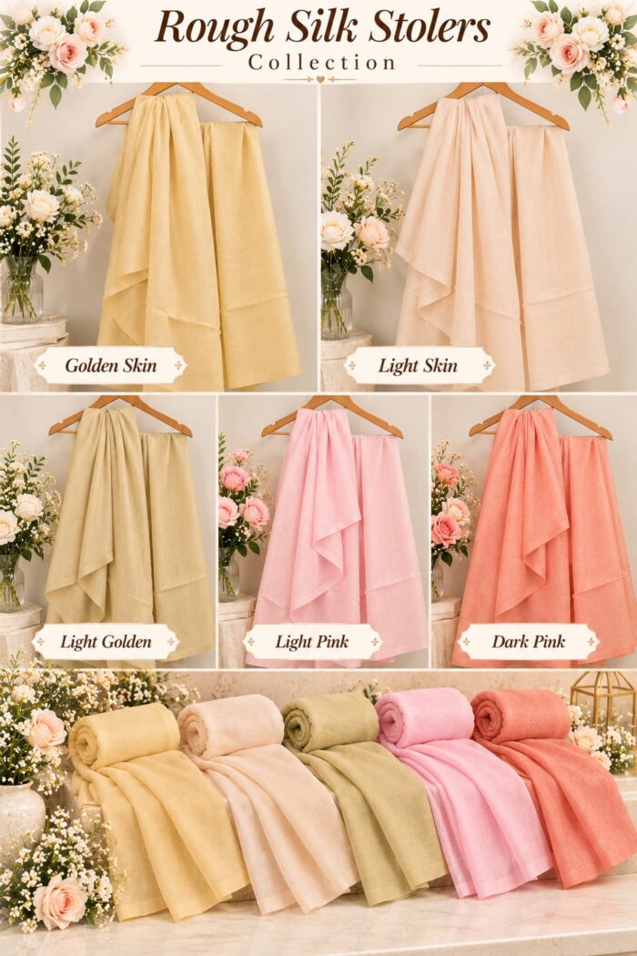 Rough Silk Stoler in Light Pink with fabric detail