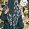 Sea Cat floral Georgette scarf in sea green with white flowers worn for university
