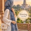 Shining Line Box Stoler in Gray draped as a hijab