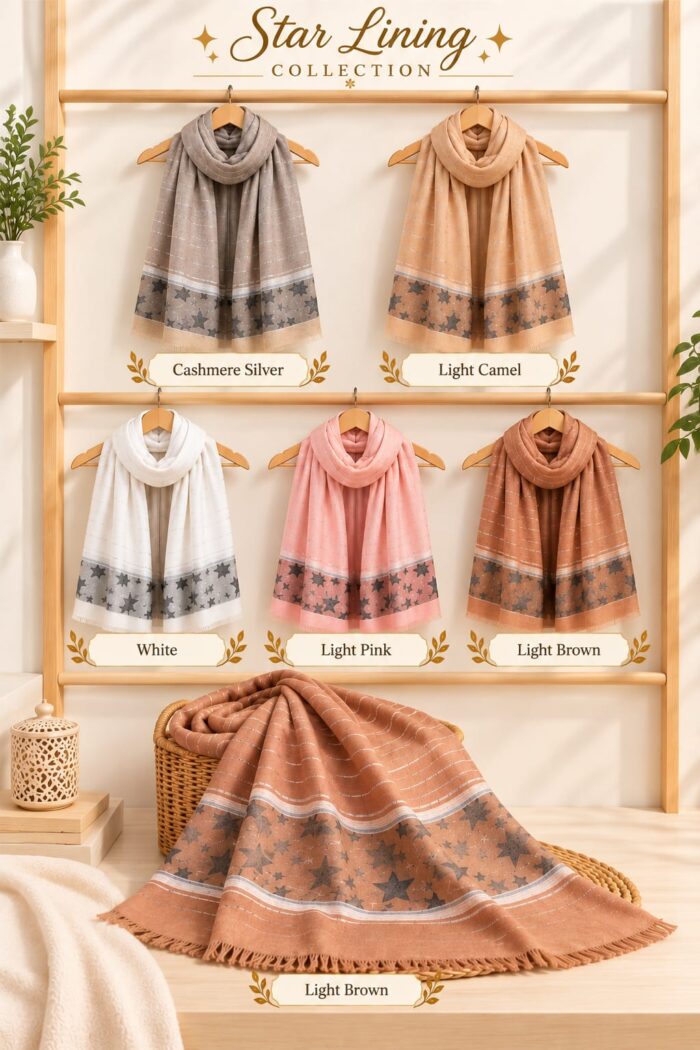 Star Lining Box Stoler in Light Camel with fabric detail